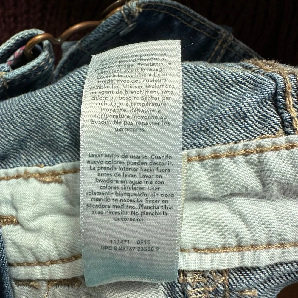 Oshkosh B'gosh Vestbak Overalls Floral Trim Baby Girl 6 Months Pockets Jean Blue